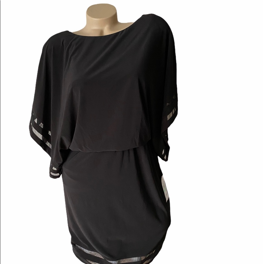 Jessica Howard Petite Jersey 3/4 Dolman Illusion Mesh Blouson Dress NWT - Picture 3 of 4